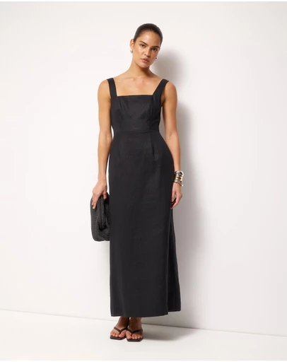 AERE - Kaili Linen Square Neck Maxi Dress