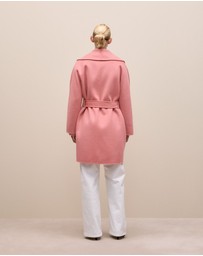 Trenery - Brushed Wool Wrap Coat in Dusty Rose