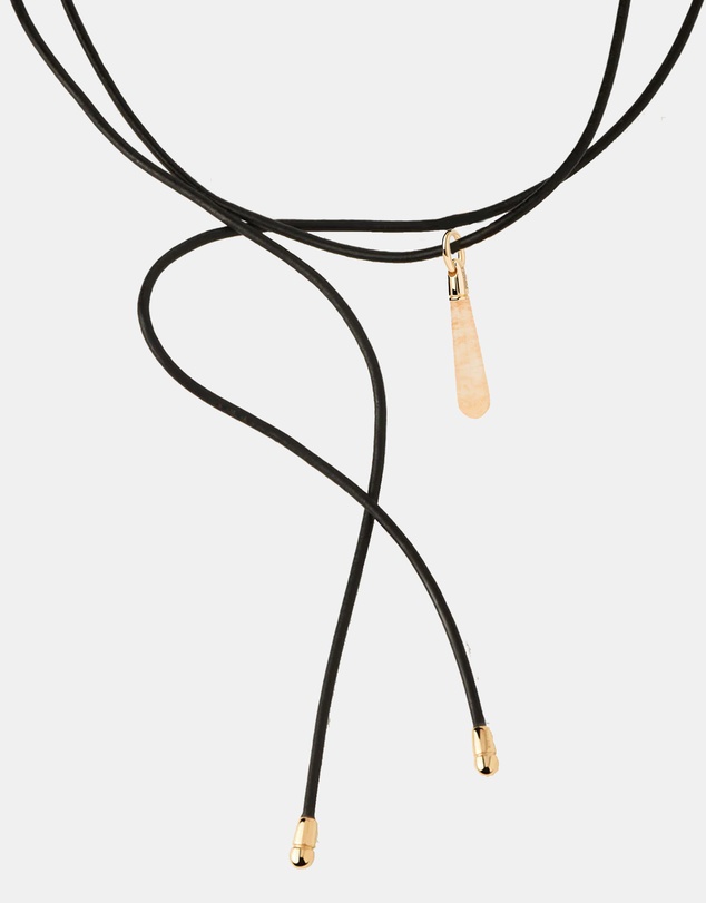 PDPAOLA - Yellow Aventurine Large Drop Pendant Leather Necklace