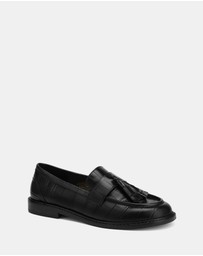 Wittner - Evelyn Croc Embossed Leather Loafers