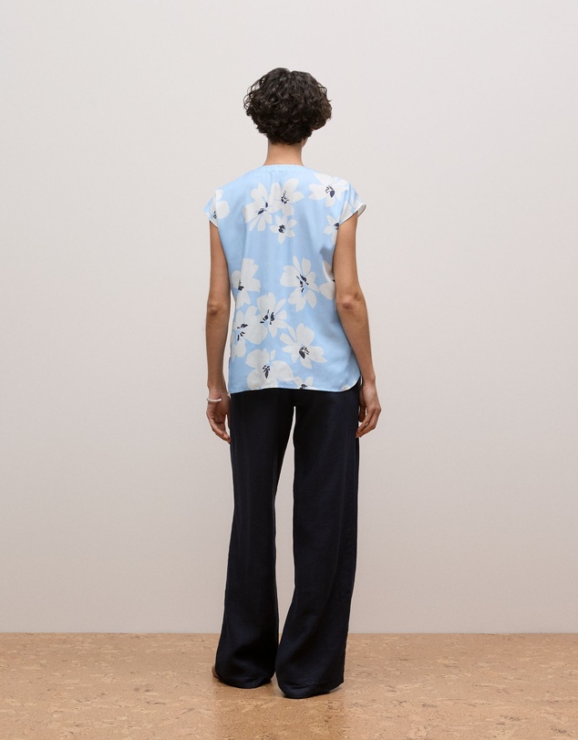 Trenery - Sorell Modal Cap Sleeve Blouse in Soft Blue