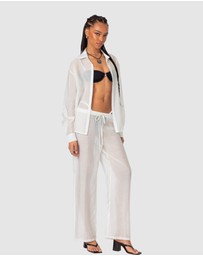 EDIKTED - Breezy Oversized Sheer Button Up Shirt