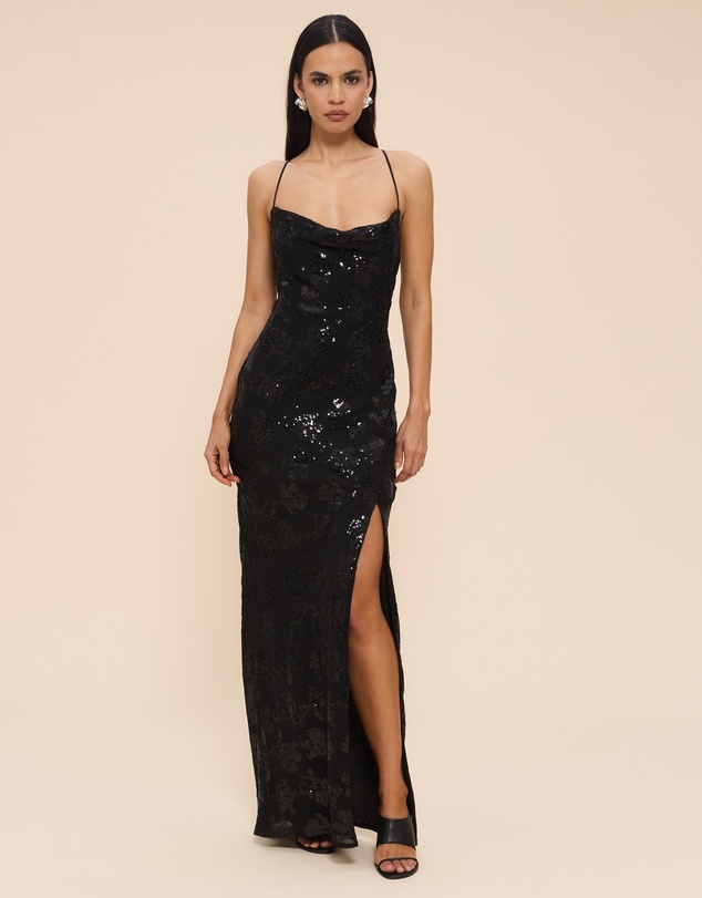 CHANCERY - Siera Sequin Cowl Neck Dress