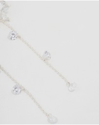 Lovisa - Silver Plated Cubic Zirconia Flower Station Drop Earrings