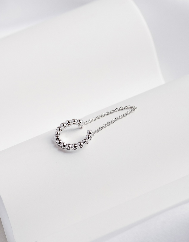 Wanderlust + Co - Pave Drop Chain Silver Ear Cuff