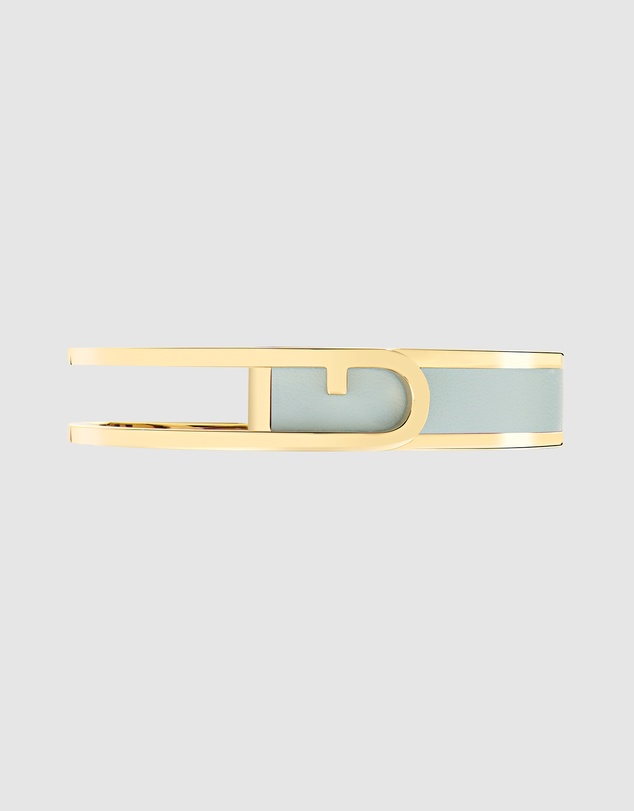 Furla - Furla Arch Essence Gold-Tone Blue Leather Bangle Bracelet
