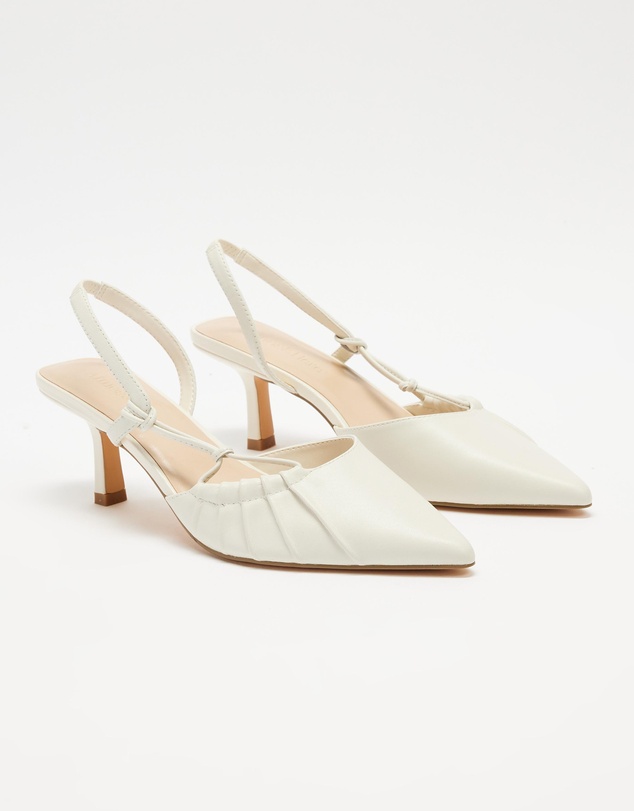 Atmos&Here - Calla Leather Sling Back Kitten Heels