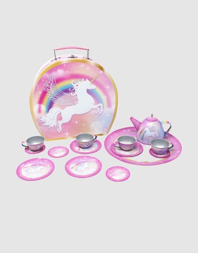 Pink Poppy - Unicorn Dreamer 15 Piece Tin Tea Set In Carry Case