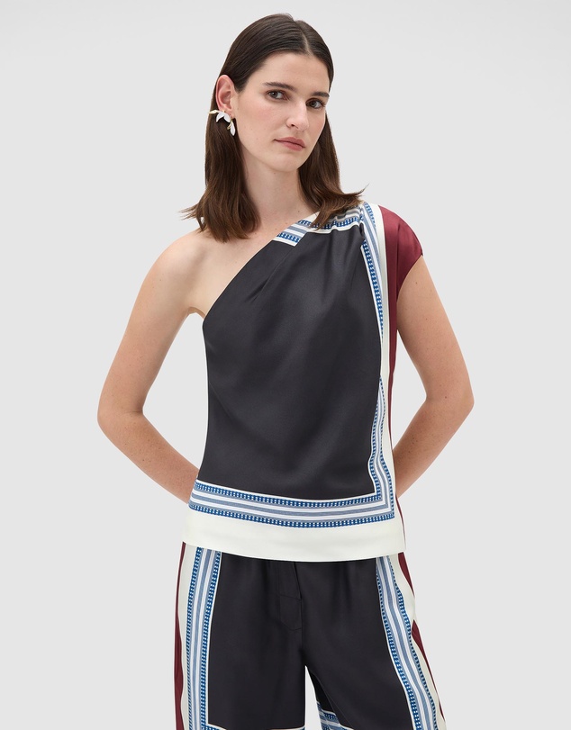 Oroton - Silk Scarf One Shoulder Top