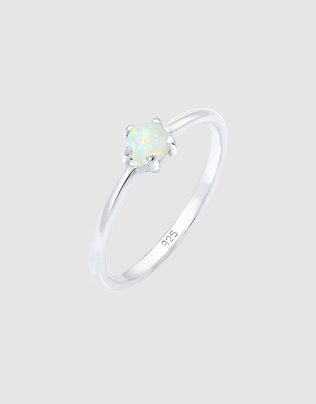 Elli Jewelry - Ring Basic Geo Opal 925 Sterling Silver
