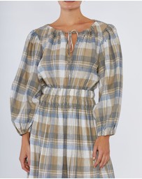 Amelius - Allegra Linen Plaid Dress