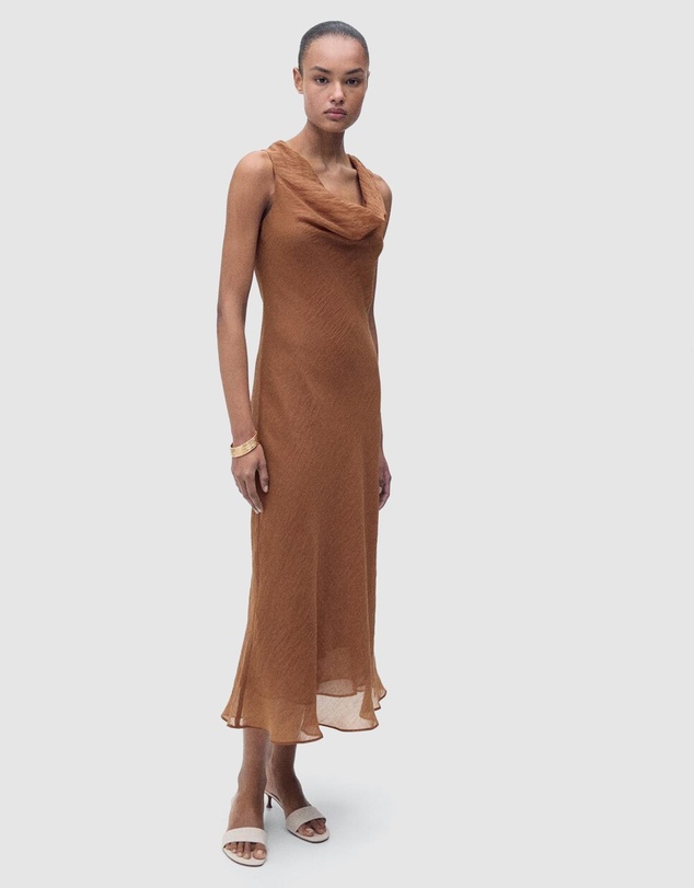 M.N.G - Cleo Draped-Neck Lyocell Dress