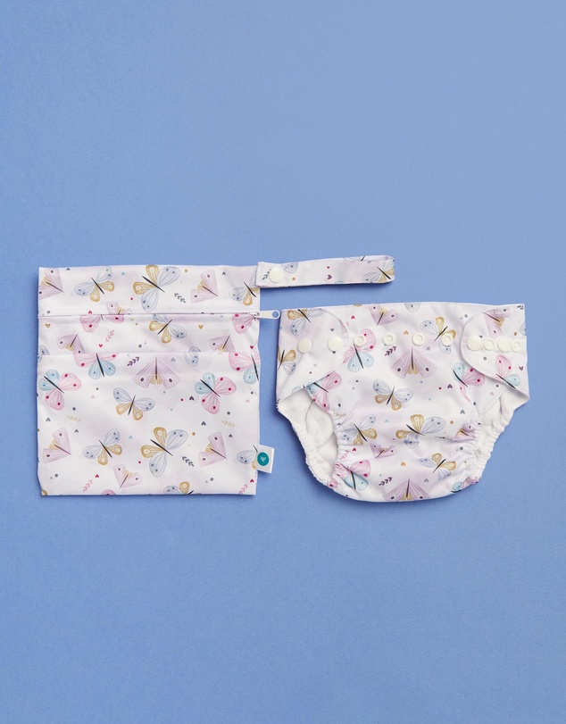 itti bitti - Reusable Swim Nappy + Small Double Pocket Wetbag - Butterfly