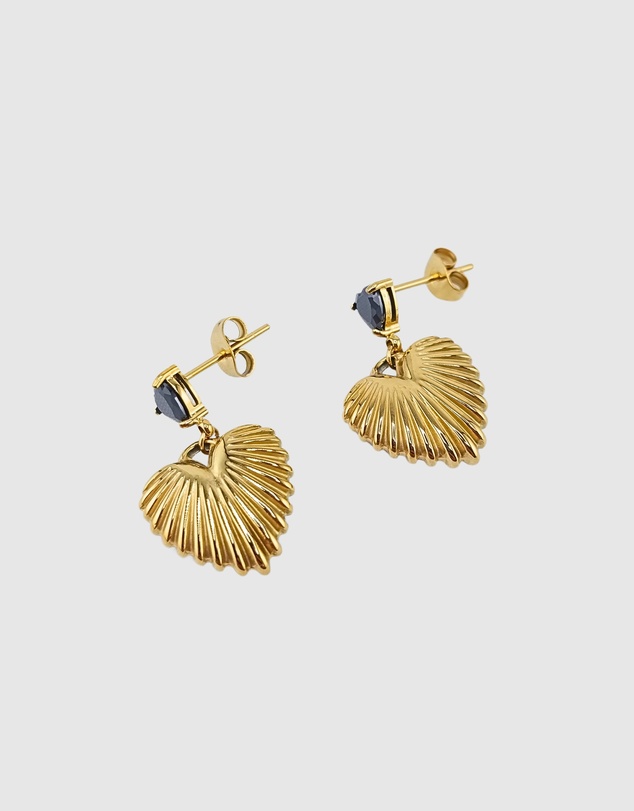 Miz Casa and Co - Adore Ribbed Heart Drop Earrings