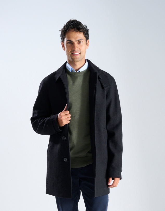 3 Wise Men - 3 Wise Men Crawford Wool Coat - Black