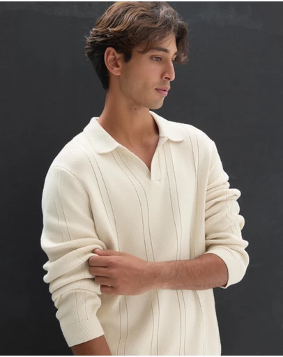 AERE - Organic Cotton Long Sleeve Polo