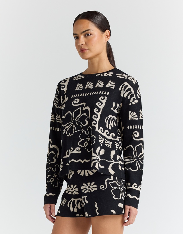Poolside Paradiso - Jamaica LS Knit Top - Black
