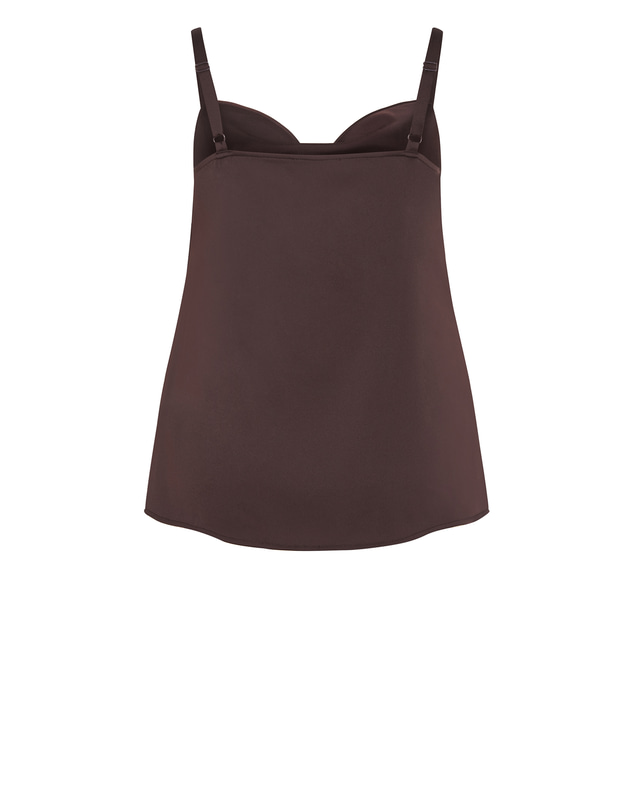City Chic - Plus size Cowl Neck Satin Cami - chocolate