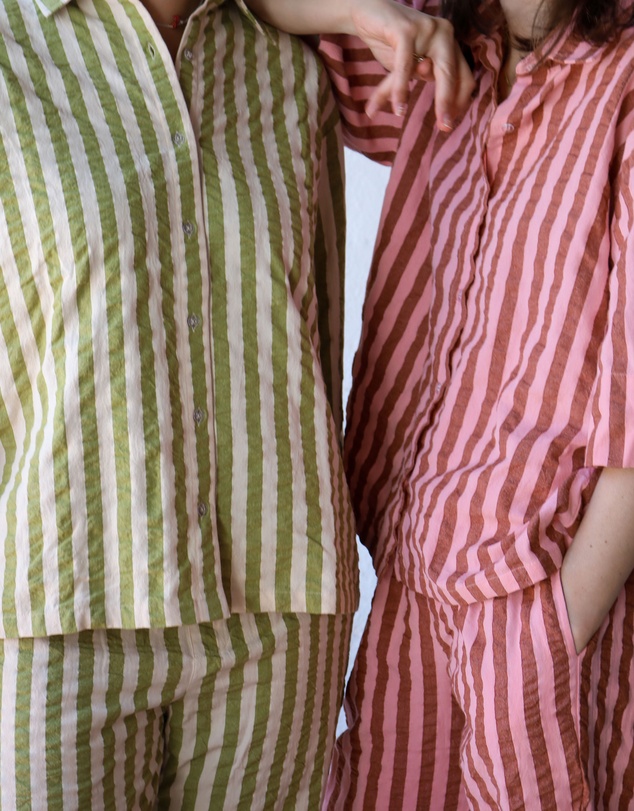 Mosey Me - Seersucker Stripe Long Pyjama Set