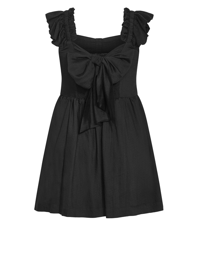 City Chic - Plus size Mirage Tie Back Mini Dress - black