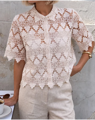 Sportscraft - Ariana Lace Cropped Shirt