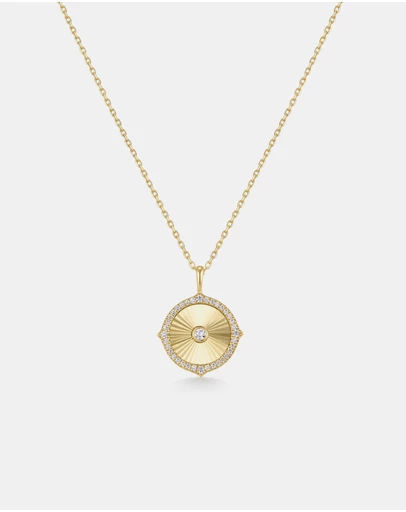 Ania Haie - Ania Haie Gold Diamond-Cut Sunny Disc Necklace