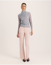 SABA - Astrid Check Mesh Long Sleeve Top