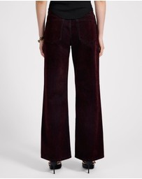 ONE TEASPOON - Jackson Mid Waist Wide Leg Velvet Finish Denim Jeans - Flocked Maroon