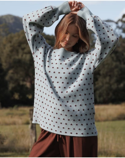 Petal & Pup - Jax Knit Sweater - Blue Polka Dot