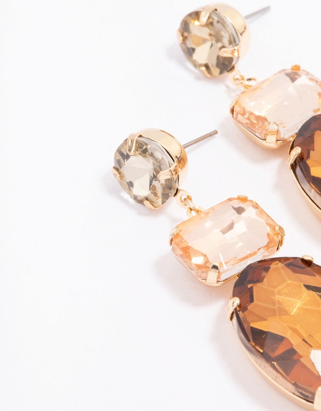 Lovisa - Gold Molten Amber Stone Statement Drop Earrings