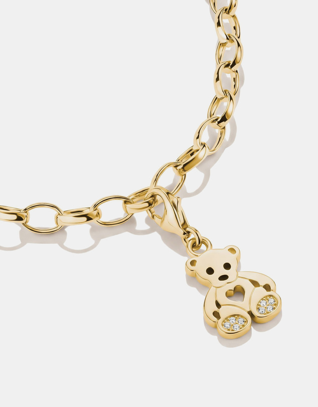 THOMAS SABO - Gold-Plated Teddy Bear Charm with White Zirconia
