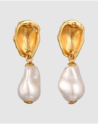 Elli Jewelry - Earrings Stud Shell Pearl 925 Sterling Silver Gold-Plated