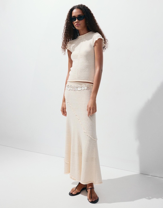 M.N.G - Short-Sleeve Jumper with Wavy Seams