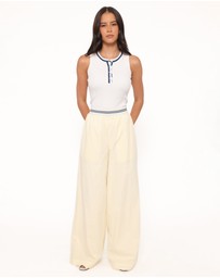 Petal & Pup - Adam Wide Leg Pant - Pale Yellow