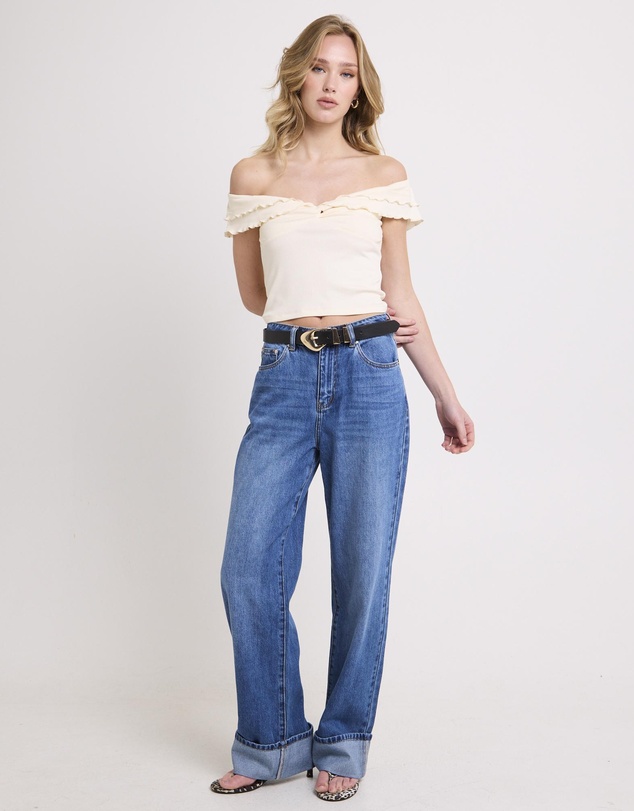 Subtitled - Mily Rib Ruffle Top