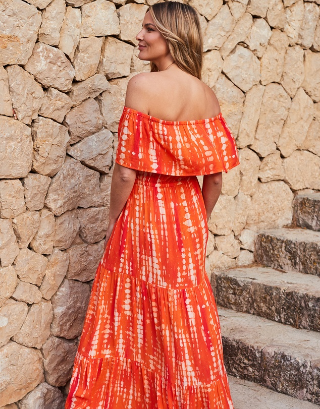 Sosandar - Bardot Tiered Maxi Dress