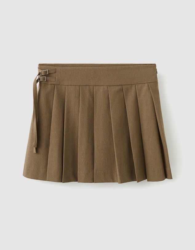 M.N.G - Short Pleated Skirt With Buckles