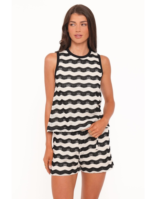 Petal & Pup - Iveta Knit Short Set - Black/Cream Stripe