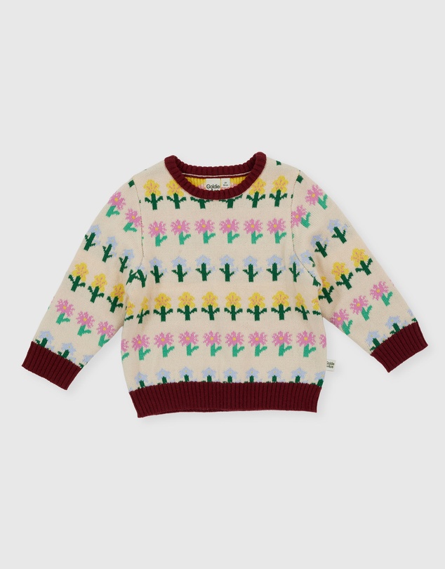 Goldie + Ace - Flower Garden Knit Jumper - Babies-Kids