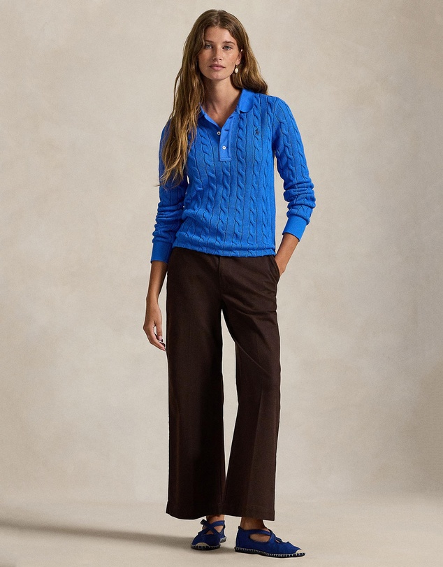 Polo Ralph Lauren - Cable-Knit Cotton Long-Sleeve Polo Shirt - The ICONIC Exclusive