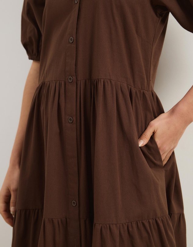Atmos&Here - Alexis Tiered Button Through Midi Dress
