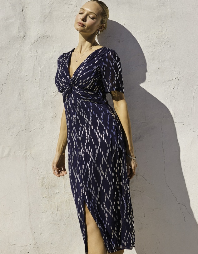 Sosandar - Fleck Print Twist Front Dress