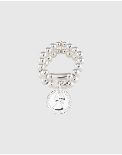 Von Treskow - 2-Strand Stretchy Ring with Mini Coin