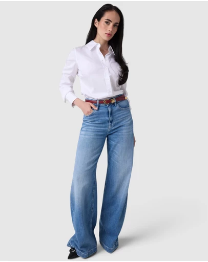 GUESS - High-Rise Bellagio Wide Leg Jeans