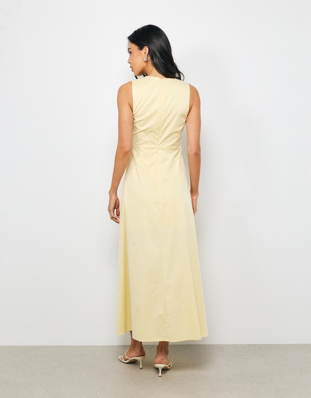 AERE - Willa Twist Front Cotton Midi Dress