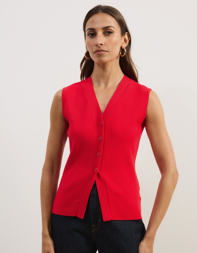 Atmos&Here - Noel V-Neck Sleeveless Knit Cardigan