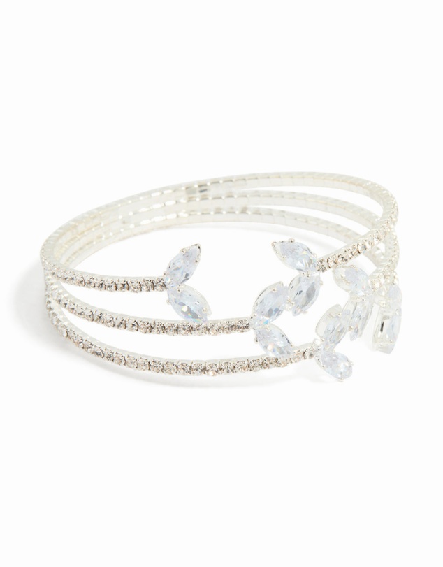 Lovisa - Silver Cubic Zirconia Fishtail Trio Layered Bangle
