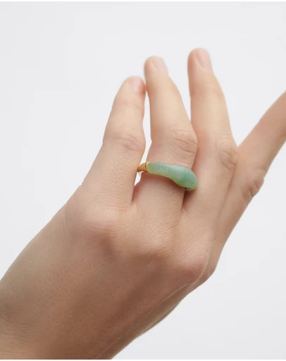 PDPAOLA - Green Aventurine Nami Ring
