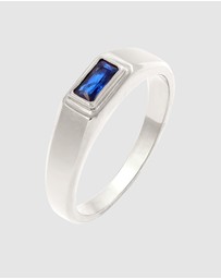 Kuzzoi - ICONIC EXCLUSIVE - Ring Male Rectangle Blue Sapphire 925 Sterling Silver
