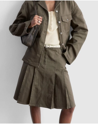 & Other Stories - Pleated Cotton Midi Skirt